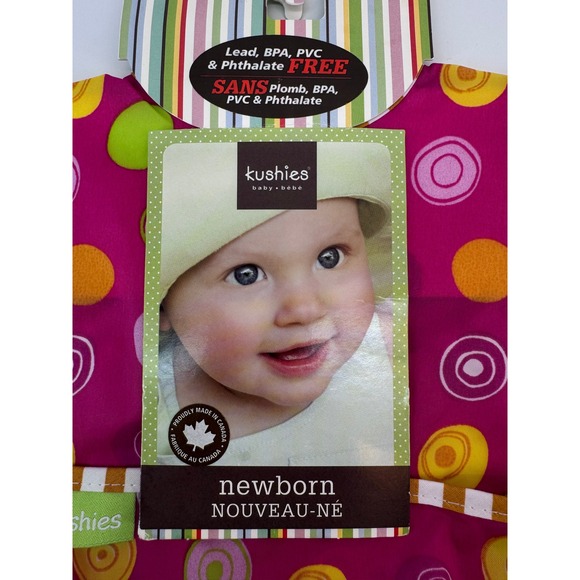 Kushies Newborn Bib Pink Polka Dot Lead BPA PVC Phthalate Free - Picture 2 of 5